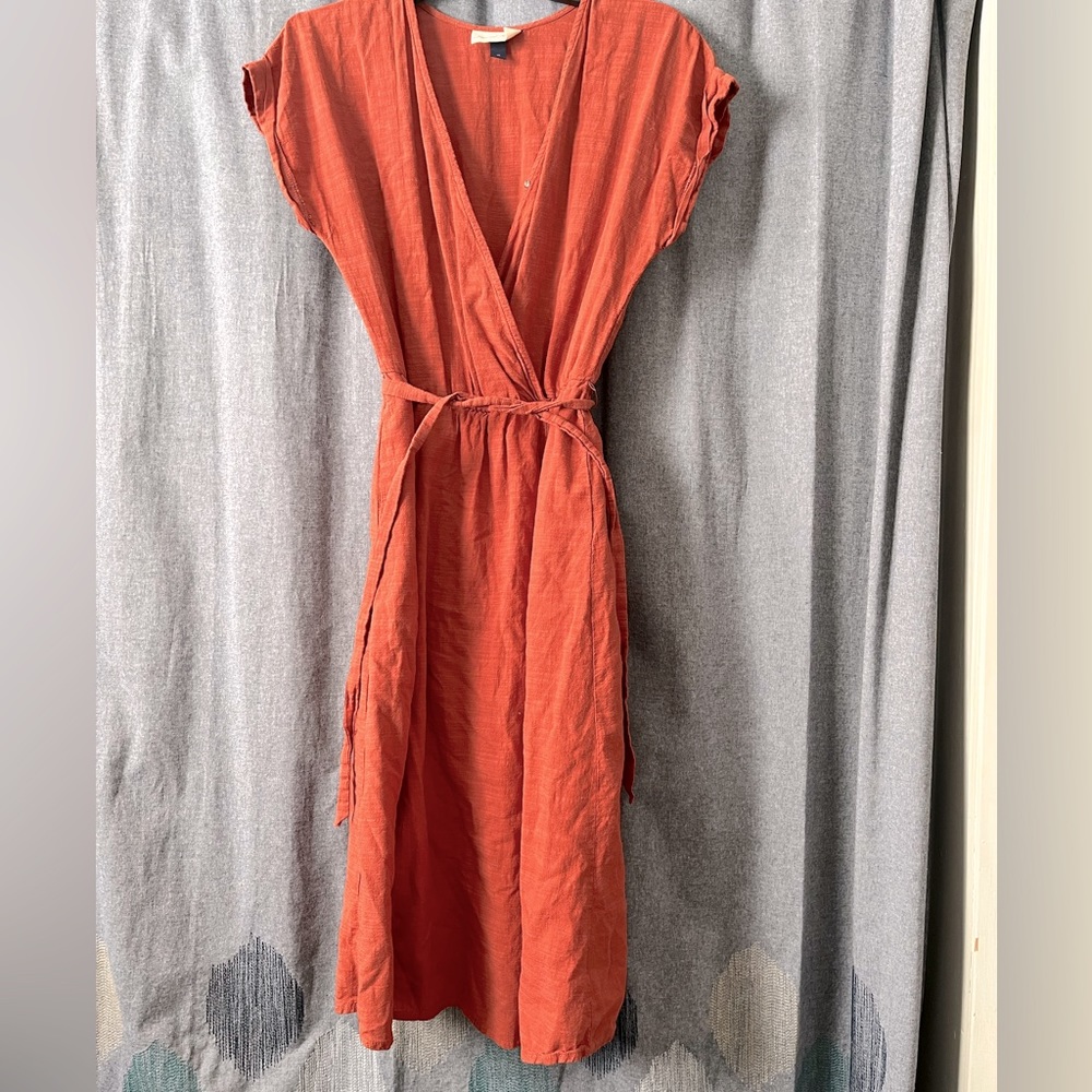 Rust Midi Wrap Dress